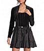 City Vibe Long Sleeve Velvet Shrug - Image 1