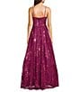 City Vibe Mesh Sequin Spaghetti Strap Sweetheart Neck Ballgown Dress, Color:Plum - Image 2