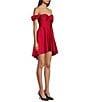 Color:Ruby - Image 3 - Off-The-Shoulder Corset Fit & Flare Dress