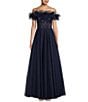 Color:Navy - Image 1 - Off-The-Shoulder Ruffle Illusion Corset Long Dress