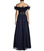 Color:Navy - Image 2 - Off-The-Shoulder Ruffle Illusion Corset Long Dress