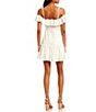 Color:White - Image 2 - Off-The-Shoulder Ruffle Neckline Tiered Fit-And-Flare Lace Dress