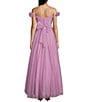 Color:Violet - Image 2 - Off The Shoulder Sweetheart Neckline Glitter Mesh Dress