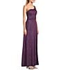 Color:Grape - Image 3 - One Shoulder Glitter Cage Back Long Dress