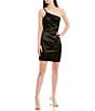 Color:Black - Image 1 - One Shoulder Ruched Satin Slim Dress