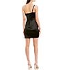 Color:Black - Image 2 - One Shoulder Ruched Satin Slim Dress
