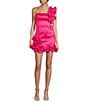 Color:Bright Pink - Image 1 - One Shoulder Ruffle Fit And Flare Dress