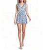 City Vibe Paisley Printed Ruffle V-Neck Romper - Image 1