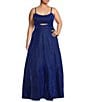 Color:Bright Royal - Image 1 - Plus Glitter Front Cut-Out Lace Back Ball Gown