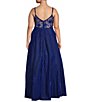Color:Bright Royal - Image 2 - Plus Glitter Front Cut-Out Lace Back Ball Gown