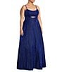 Color:Bright Royal - Image 3 - Plus Glitter Front Cut-Out Lace Back Ball Gown