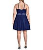 Color:Bright Royal - Image 2 - Plus Glitter Illusion Lace Waist Fit-And-Flare Dress