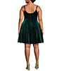 City Vibe Plus Glitter Velvet Front Cut-Out Fit-And-Flare Dress, Color:Hunter Green - Image 2