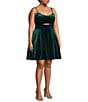 City Vibe Plus Glitter Velvet Front Cut-Out Fit-And-Flare Dress, Color:Hunter Green - Image 3