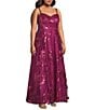 City Vibe Plus Size Embellished Sequin Spaghetti Strap Sweetheart Neck Ball Gown, Color:Plum - Image 3