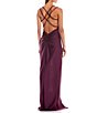 Color:Plum - Image 2 - Multi Strap Faux Wrap Long Dress