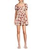 Color:Blush/Magenta - Image 1 - Puff Short Sleeve Sweetheart Neck Corset Floral Printed Dress