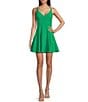 Color:Bright Green - Image 1 - Rhinestone Strap V-Neck Bow Back Dress