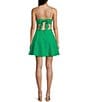 Color:Bright Green - Image 2 - Rhinestone Strap V-Neck Bow Back Dress