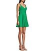 Color:Bright Green - Image 3 - Rhinestone Strap V-Neck Bow Back Dress
