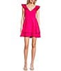 Color:Hot Pink - Image 1 - Ruffle Strap V-Neck Dress