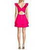 Color:Hot Pink - Image 2 - Ruffle Strap V-Neck Dress