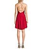 Color:Ruby - Image 2 - Satin Front Cut-Out Lace-Up Back Fit-And-Flare Dress