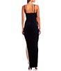 Color:Black - Image 2 - Scoop Neck Fringe Detail Side Slit Long Dress