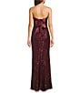 City Vibe Sequin Mesh Strapless Twist Front Bandeau Long Dress, Color:Wine - Image 2