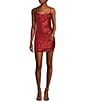 Color:Red - Image 1 - Sequin Scoop Neck Side Slit Bodycon Dress