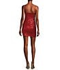 Color:Red - Image 2 - Sequin Scoop Neck Side Slit Bodycon Dress