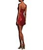 Color:Red - Image 4 - Sequin Scoop Neck Side Slit Bodycon Dress