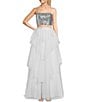 Color:Silver/Ivory - Image 1 - Sequin Spaghetti Strap Two-Piece Dress