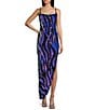 Color:Black/Purple/Blue - Image 1 - Sequin Swirl Patterned Spaghetti Strap Scoop Neck Dress