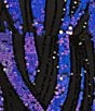 Color:Black/Purple/Blue - Image 4 - Sequin Swirl Patterned Spaghetti Strap Scoop Neck Dress