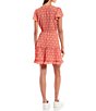 Color:Ivory/Red - Image 2 - Short-Sleeve Printed Waist Tie Fit-And-Flare Dress