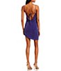 Color:Blueberry - Image 2 - Sleeveless Cowl-Back Glitter-Knit Asymmetrical-Hem Dress