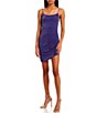 Color:Blueberry - Image 3 - Sleeveless Cowl-Back Glitter-Knit Asymmetrical-Hem Dress