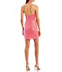 Color:Pink - Image 2 - Sleeveless Halter V-Neck Sequin Slim Dress