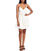Color:Ivory - Image 1 - Sleeveless Illusion-Waist Fit-And-Flare Dress