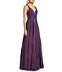 City Vibe Sleeveless Plunge V-Neck Ballgown Dress, Color:Grape - Image 3
