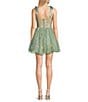 Color:Sage/Pink - Image 2 - Sleeveless Sweetheart Embroidery Mesh Corset Dress