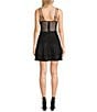 Color:Black - Image 2 - Slit V-Neck Glitter Double Hem Fit-And-Flare Dress