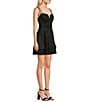 Color:Black - Image 3 - Slit V-Neck Glitter Double Hem Fit-And-Flare Dress