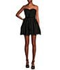 Color:Black - Image 1 - Solid Strapless Bow Front Tiered Dress