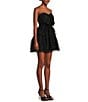 Color:Black - Image 3 - Solid Strapless Bow Front Tiered Dress