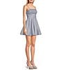 City Vibe Spaghetti Strap Cutout Glitter Skater Party Dress, Color:Ocean - Image 3