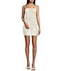 City Vibe Spaghetti Strap Square Neck 3D Flower Slim Dress, Color:Ivory - Image 1