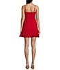 Color:Red - Image 2 - Spaghetti Strap Square Neck Tie Waist Dress