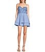 Color:Periwinkle - Image 1 - Spaghetti Strap Sweetheart Lace-Up Back 3D Mix Dress